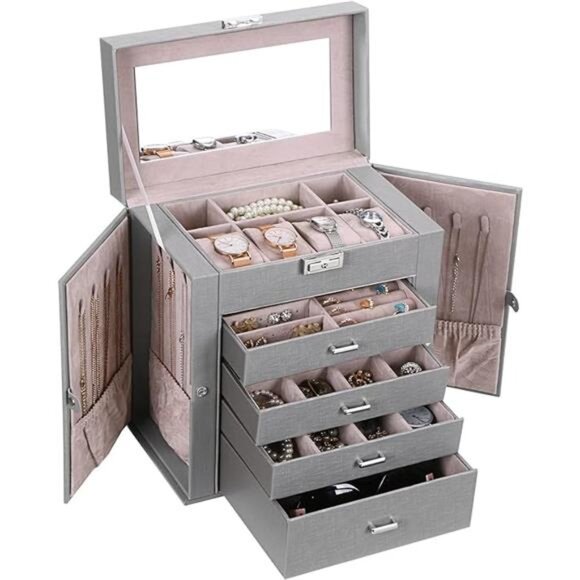 Large Jewelry Box 5 Tier Jewelry Storage Jewelry Boxes for Women Jewelry Case - Picture 6 of 6